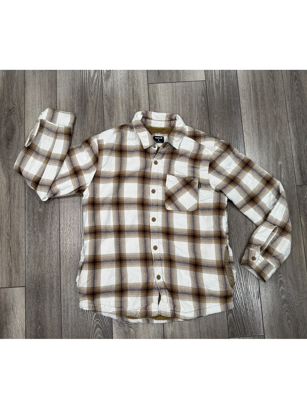 Men's Hurley Sherpa Lined Flannel Shacket Size Medium